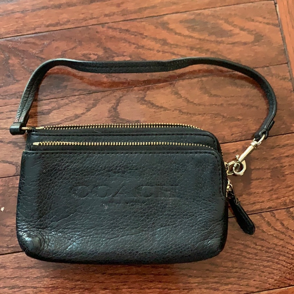 Coach Black leather wristlet